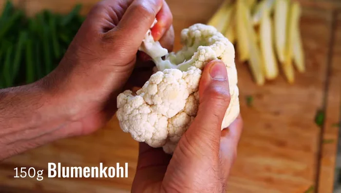Select your vegetables: Combine a cruciferous vegetable (broccoli, cauliflower) with a sweeter one (carrots, corn, or pumpkin). Add something crunchy like beans and mushrooms for umami. We use dried shiitake mushrooms.