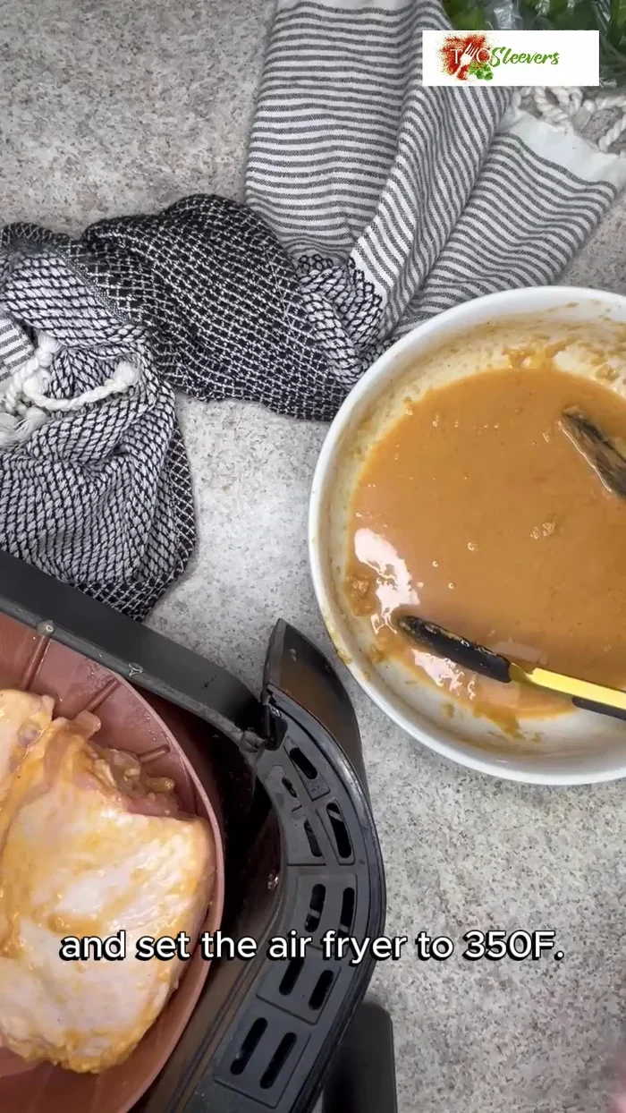 Air fry the chicken: Place the chicken in the air fryer basket. Set the air fryer to 350°F (175°C) and cook for 20-22 minutes, or until the internal temperature reaches 165°F (74°C).