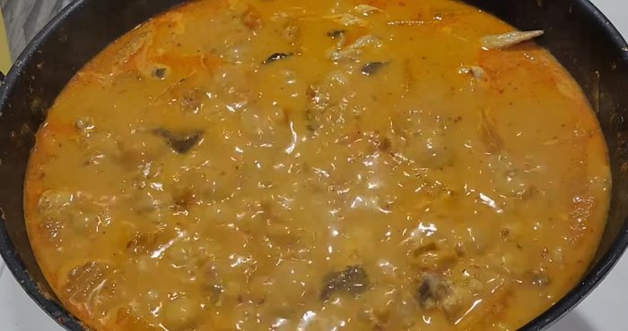 Cook until the pumpkin is tender. (Check by scooping and tasting.)