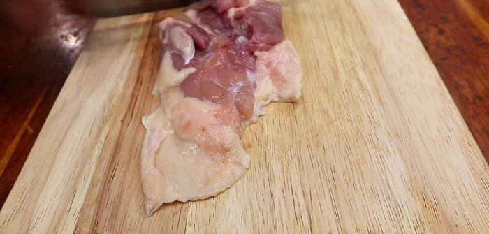 Prepare the chicken: Cut into desired sizes. (This step is implied by the audio and is estimated)