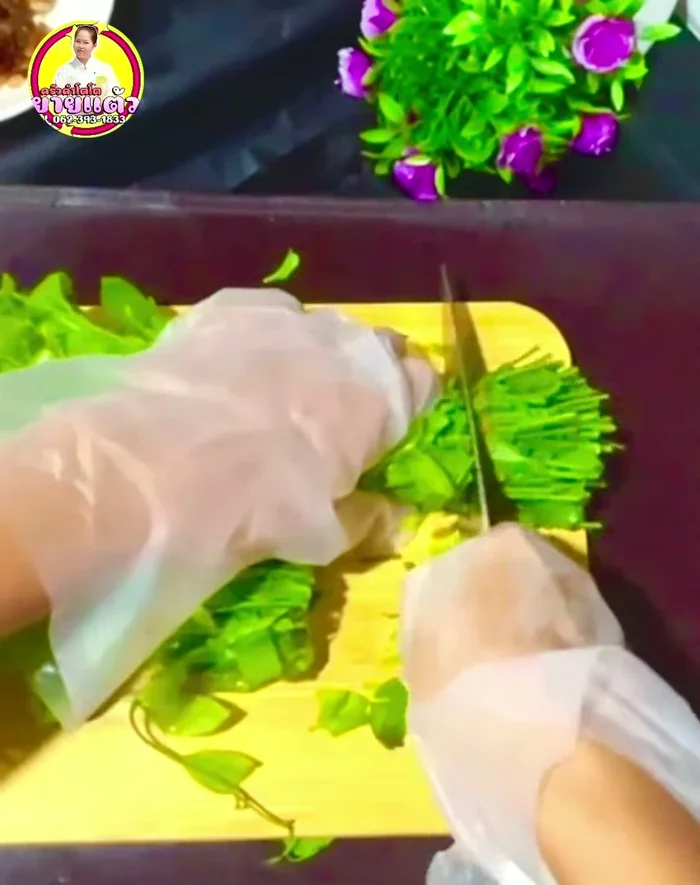 Clean and prepare the sweet vegetable shoots, removing hard parts and stems.