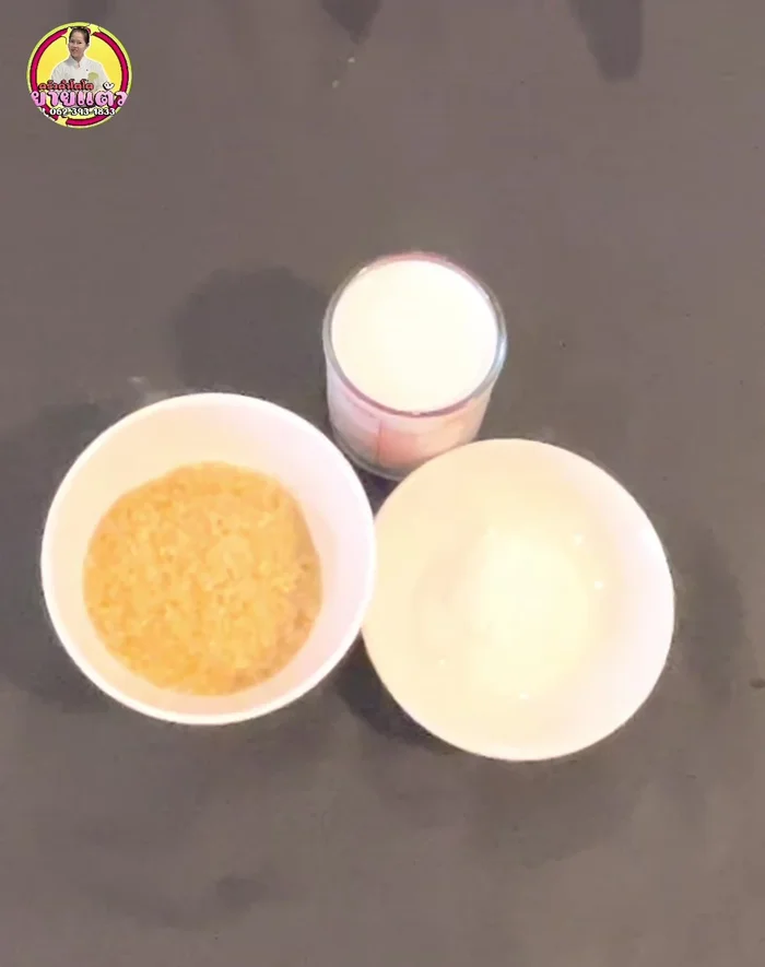 Blend the watermelon: Blend peeled and seeded watermelon with brown sugar, salt, and coconut milk until smooth. Strain the mixture. You should have about 200ml.