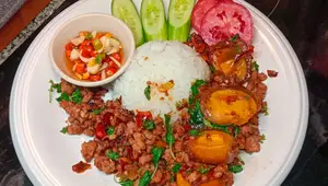 Spicy Stir-fried Basil with Minced Pork & Golden Century Eggs