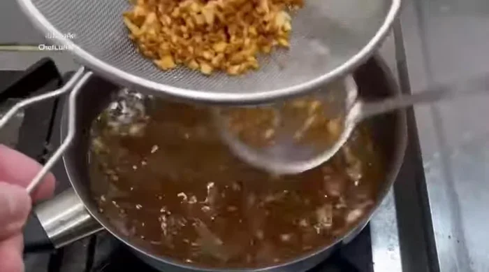 Fry the pork until golden brown and crispy, turning occasionally to ensure even cooking.