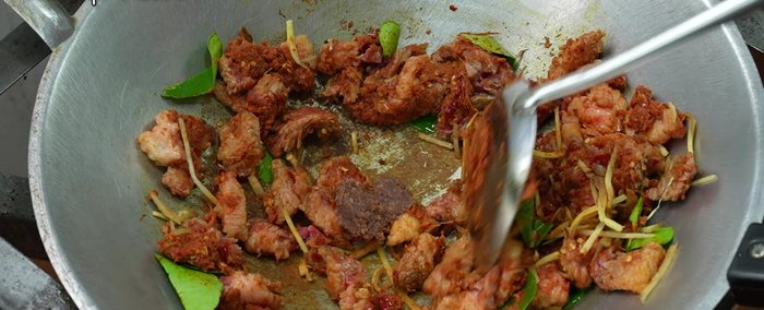 Add shrimp paste (Note: the curry paste recipe already includes shrimp paste, but extra may be added depending on preference).