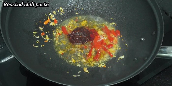 Add chili paste, oyster sauce, granulated sugar, and fish sauce. Stir until well dissolved.