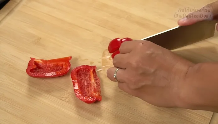 Cut the chicken breast into small, bite-sized pieces.