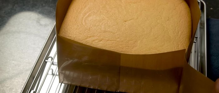 Let the cake cool before removing it from the pan and slicing into pieces.