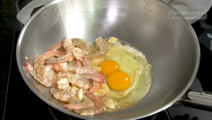 Add eggs and stir until fluffy.