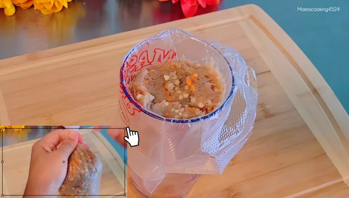 Stuff the okra: Transfer the shrimp mixture into a piping bag or spoon and fill the okra halves.