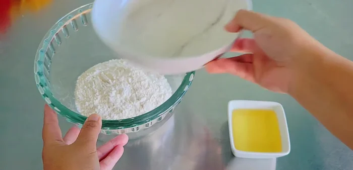 Prepare Inner Dough: Mix flour and oil until crumbly. Knead until a dough forms. Let it rest for 30 minutes to 1 hour.