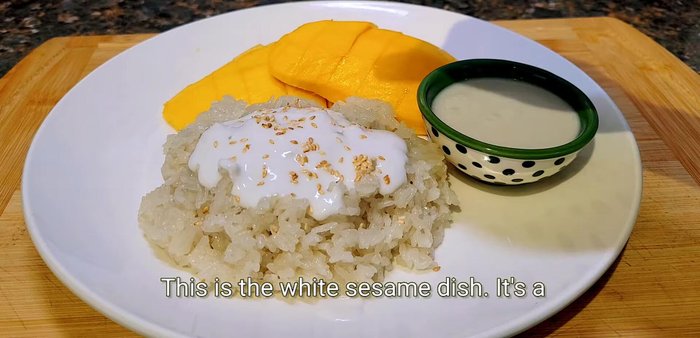 Garnish with roasted white sesame seeds.
