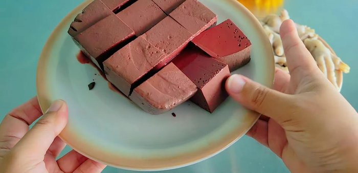 Clean and cut blood clots into bite-sized pieces.
