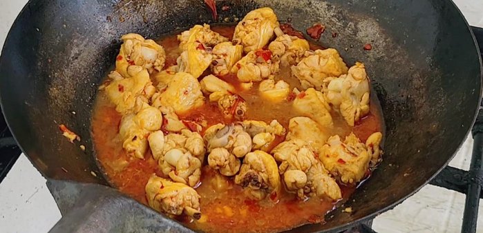 Add seasoning sauce, palm sugar, oyster sauce, and fish sauce. Stir-fry until well combined and the palm sugar is melted.