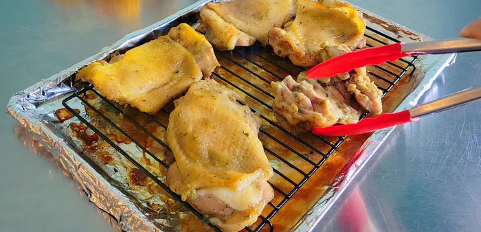 Flip the chicken and bake for another 20 minutes, or until cooked through.