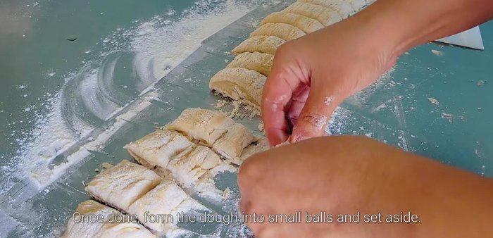 Shape each piece into a ball, then flatten slightly.
