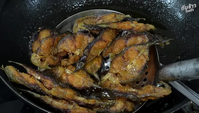 Drain the fried catfish on a wire rack to remove excess oil and let it cool completely.
