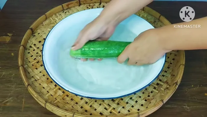 Wash the cucumbers thoroughly.