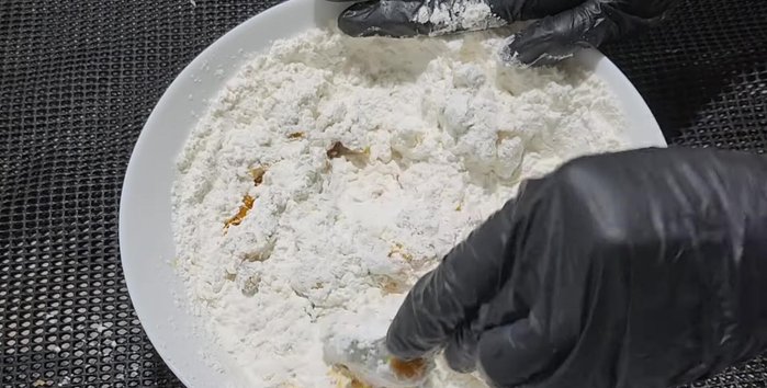 Gradually add boiling water to the flour mixture, mixing until a dough forms. Adjust with more flour or cornstarch as needed for the right consistency.