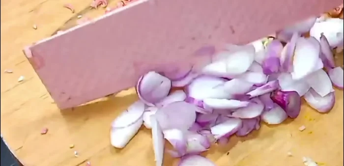 Slice and chop the red onion.