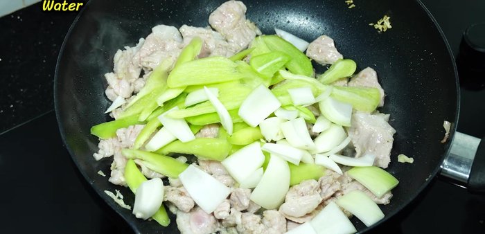 Add water to deglaze the pan.
