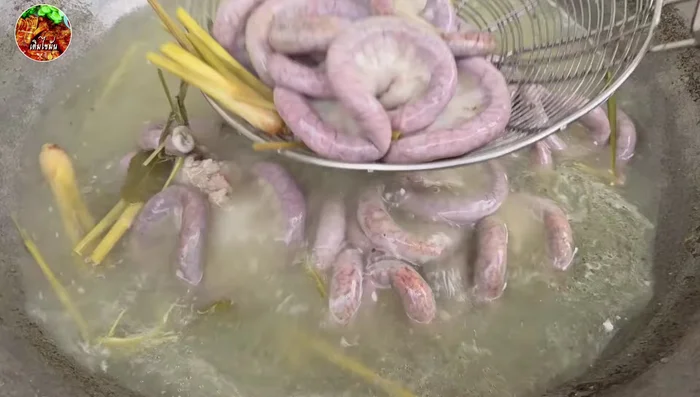 Boil the stuffed intestines for approximately 50 minutes, or longer for extra tenderness.