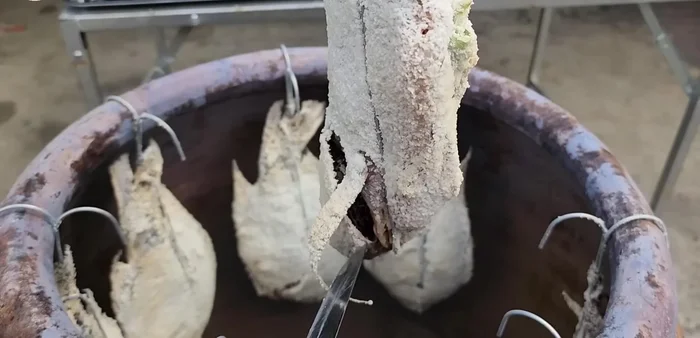 The fish is cooked when the water that drips out is clear and no longer bloody.