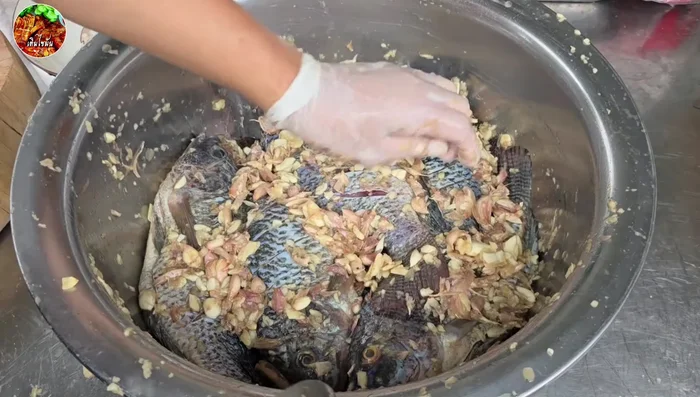 Marinate the tilapia for 15 minutes.