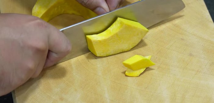 Prepare the pumpkin: Peel, deseed, and cut into bite-sized pieces.