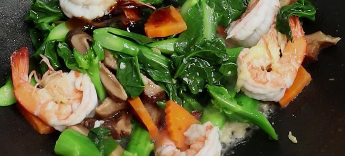 Add oyster sauce, soy sauce, sesame oil, and sugar. Mix well.