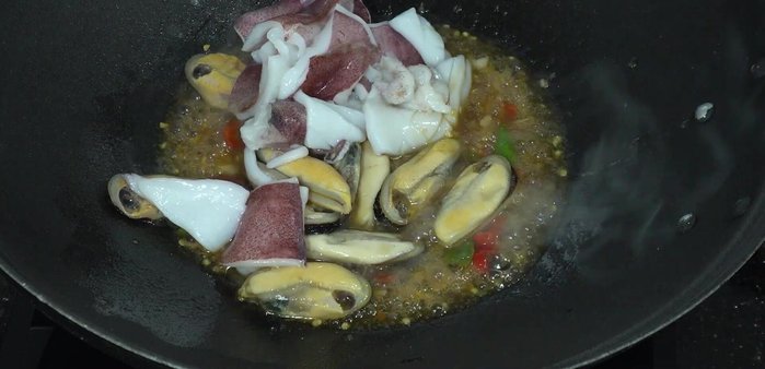 Add white shrimps.