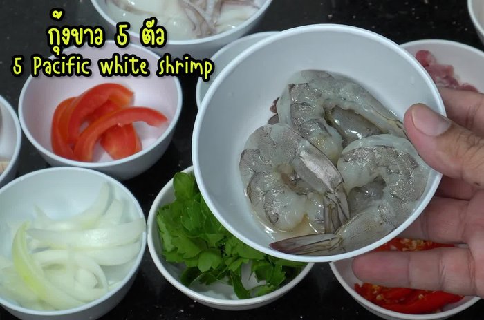 Peel and devein the shrimp. Cut the backs.