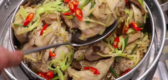 Prepare the chicken and ginger.