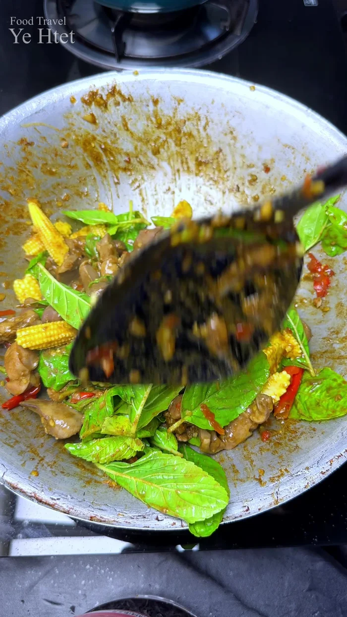 Add vegetables (cooked or raw, like long beans).
