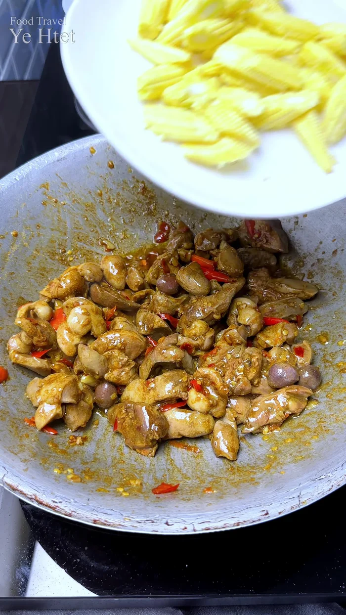 Once chicken livers are cooked, add opium poppy seeds for color and flavor.