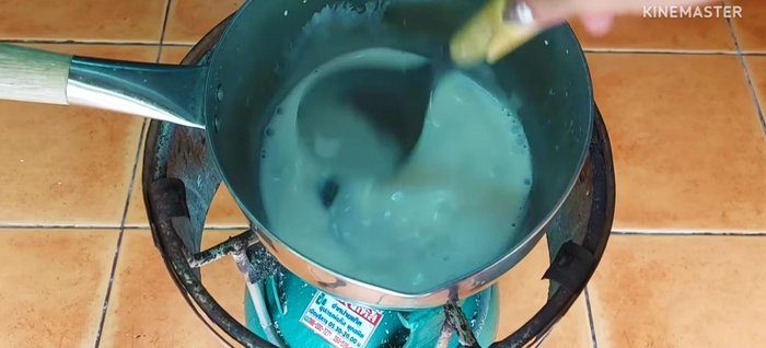 Prepare the coconut milk dressing: Heat coconut milk until hot. Simmer until thickened. Let it cool.