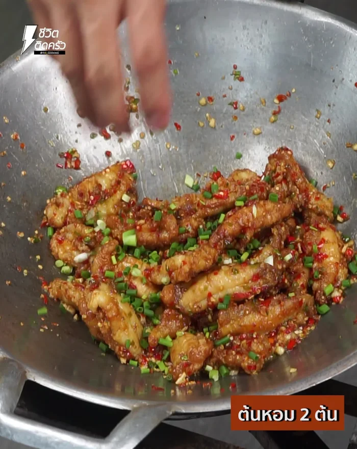 Garnish with chopped spring onions. Turn off the heat.