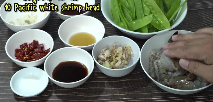 Clean and devein the shrimp. Remove shells and the black line.