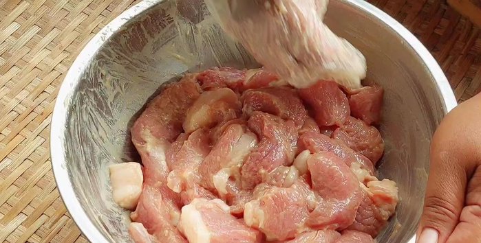 Marinate for at least 1 hour. Alternatively, you can dry the marinated pork immediately.