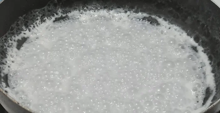 Heat coconut milk on low heat for 5 minutes.