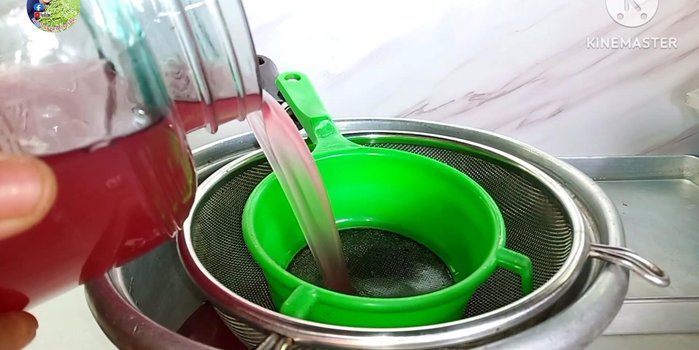 Strain the fermented mixture through a double-layered sieve.