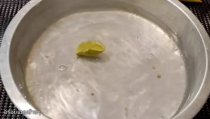 Prepare lime juice. Squeeze 2 limes, including seeds, into a container. Add water and discard the lime peels.
