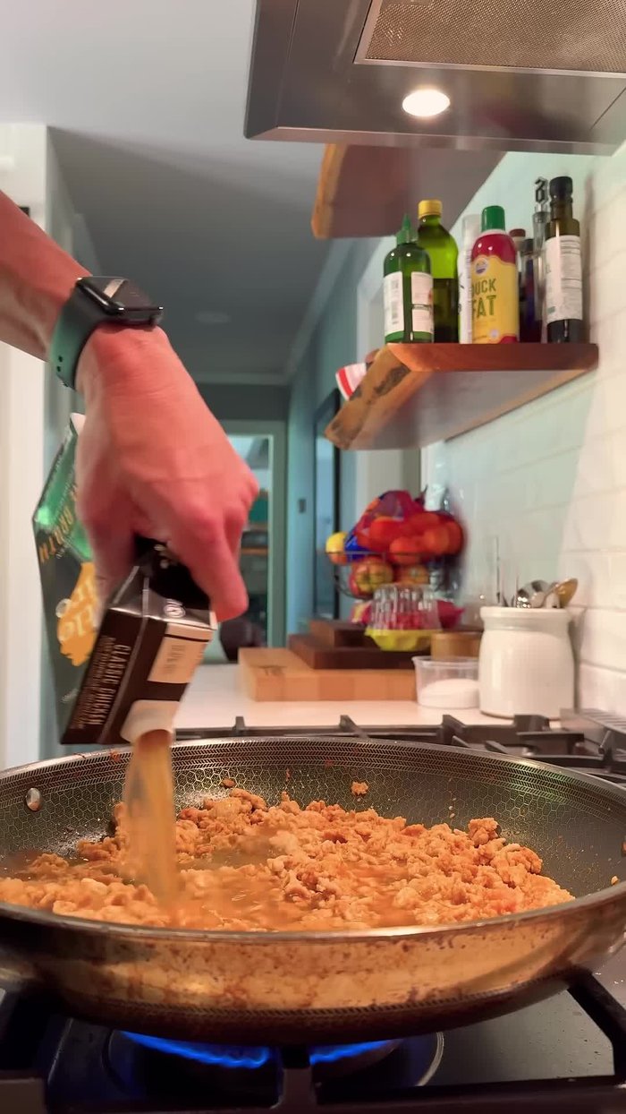 Add two squares of your dried noodles (ramen or similar).