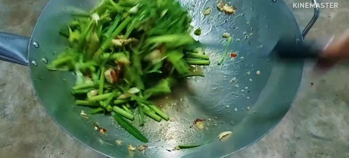 Stir-fry everything until well combined. You can adjust the cooking time for the morning glory depending on whether you prefer it crispy or soft.