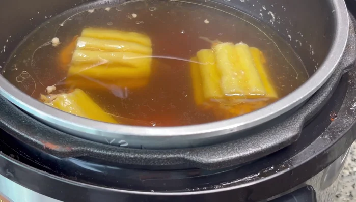 Season with white soy sauce. Cook for 45 minutes (or 30 minutes for softer melon).
