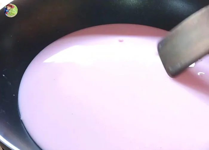 Strain the flour mixture through a sieve. Cook the flour over medium-low heat, stirring constantly for about 3 minutes, until it becomes sticky.