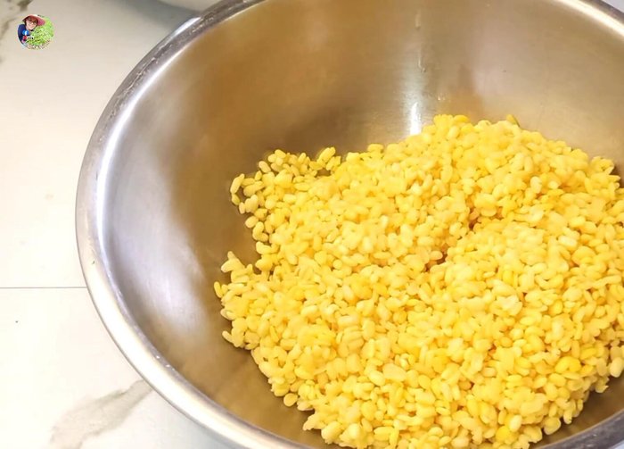 Grind the steamed beans into a fine powder using a mortar and pestle or blender.
