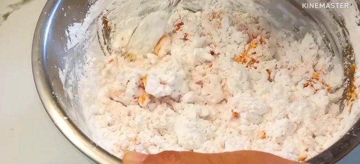 Gradually add boiled water while kneading until the dough is smooth and soft.