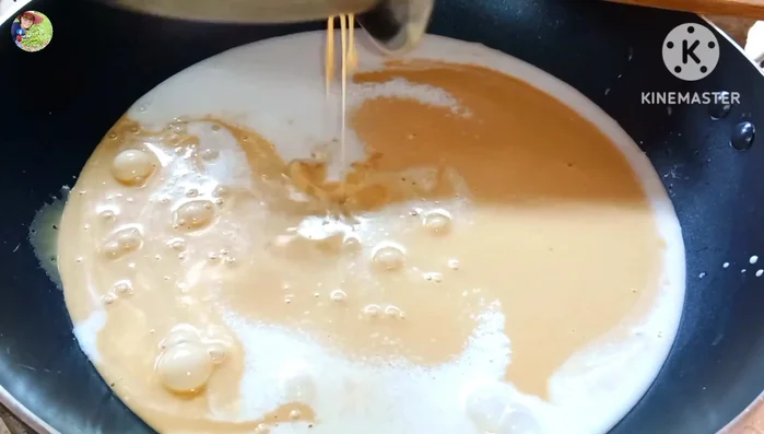 Add all the flour to the boiling coconut milk. Stir constantly over medium heat to prevent clumping.