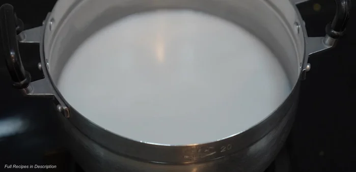 Heat coconut milk in a pot until it boils.